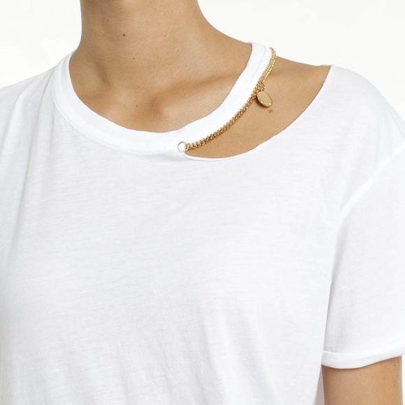 Stella McCartney Cut Out Tee w/ Gold Chain Trim - Picture 2 of 6